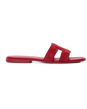 Celine Marina Suede Leather Sandals - Red