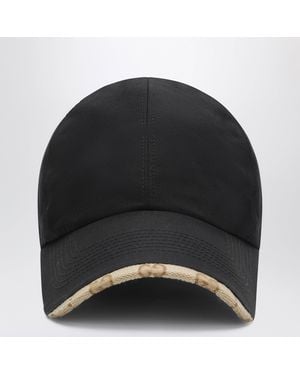 Gucci Cotton Baseball Cap With Gg Trim - Black