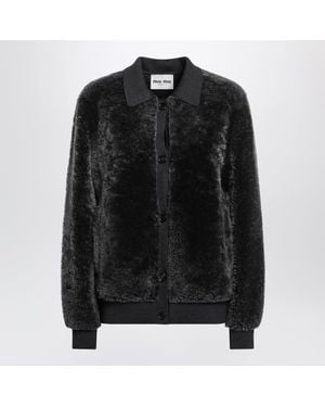 Miu Miu Sheepskin And Knit Blouson - Black