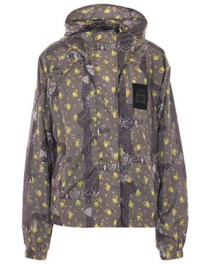 Ganni Printed Nylon Flyweight Jacket - Gray