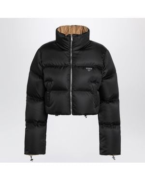 Prada Cropped Re-Nylon Down Jacket - Black