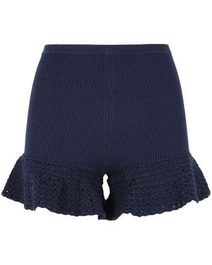 Self-Portrait Viscose Blend Shorts - Blue