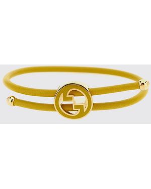 Gucci Enameled Gg Interlocking Round Bracelet - Yellow