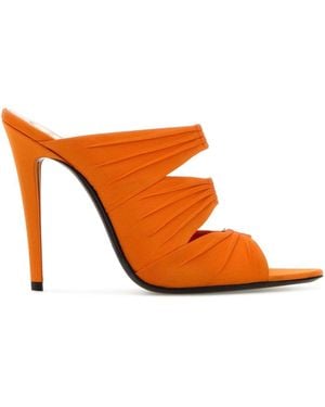 Saint Laurent Emilie Logo Embellished Mules - Orange