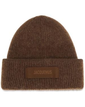 Jacquemus Gros Grain Ribbed Beanie - Brown