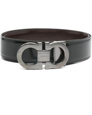 Ferragamo Gancini Leather Belt - Gray