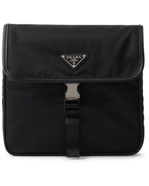 Prada Re-Nylon And Saffiano Shoulder Bag - Black