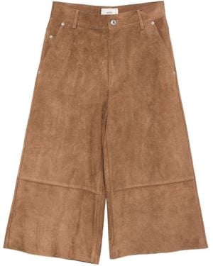 Ami Paris Suede Leather Pants - Brown