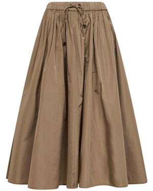 Max Mara Khaki Mxmlonza Taffeta Midi Skirt - Brown