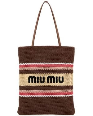 Miu Miu Embroidered Crochet Shopping Bag