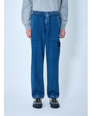 Stone Island Elasticated Denim Cargo Pants - Blue