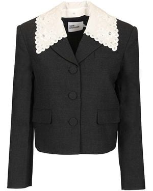 Self-Portrait Jacket With A Broderie Anglaise Collar - Black