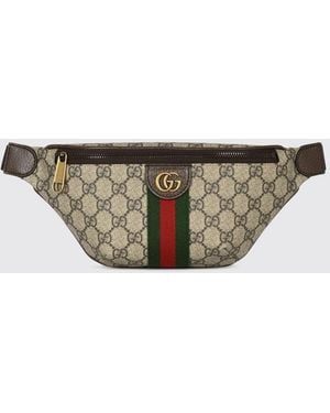 Gucci Ophidia Gg Supreme Fabric Belt Bag With Monogram Pattern - Natural