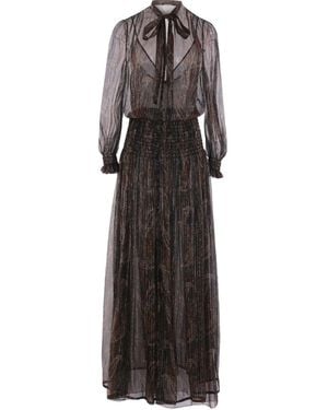 Saint Laurent Semi-Sheer Lavallière Maxi Dress - Black