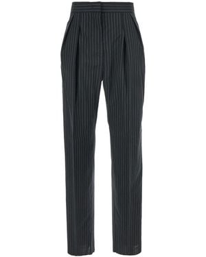 Max Mara 'Sesamo' Pants With Front Concealed Closure And All-Over Striped Motif - Black