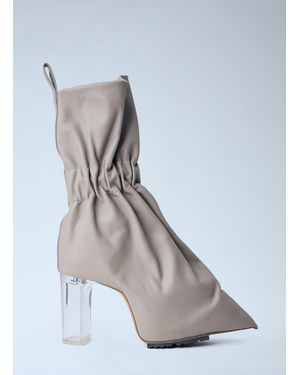 Rick Owens Taquito Gathered Leather Ankle Boots - White