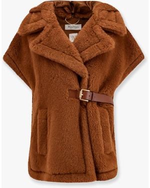 Max Mara Amato Teddy Cape With Belt in Brown | Lyst