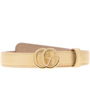 Gucci Pastel Leather Gg Marmont Belt - Yellow