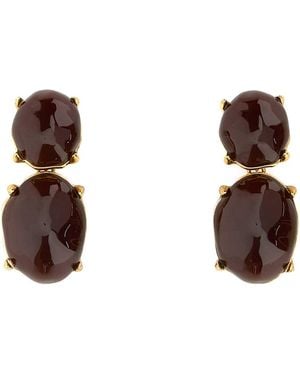 Saint Laurent Metal And Resin Earrings - Brown