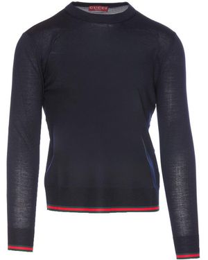 Gucci Web Motif Knitted Sweater - Blue