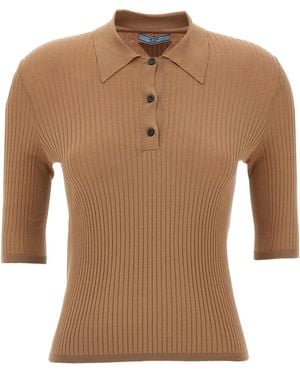 Prada Cotton Polo Shirt - Brown