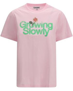 Ganni Growing Slowly T-Shirt - Pink