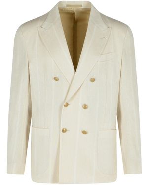 Eleventy Cream Cotton Blend Blazer - Natural