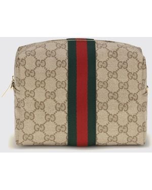 Gucci Gg Monogram Jacquard Mini Shoulder Bag With Bicolor Stripes - Natural