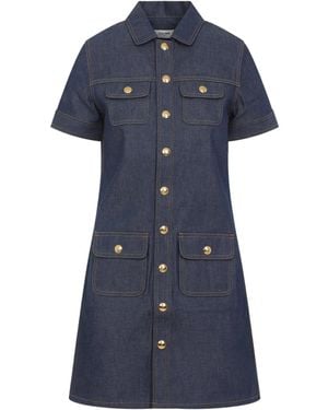 Celine Cotton Mini Dress - Blue