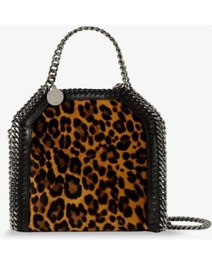 Stella McCartney Falabella Tiny Bag Velvet Crossbody Bag With Animal Print - Brown