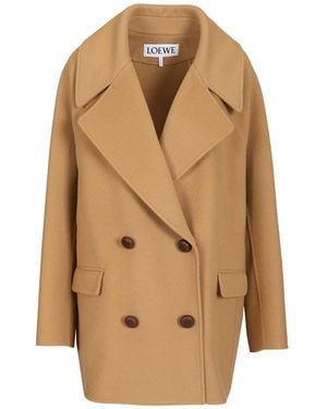 Loewe Short Wool Coat - Natural