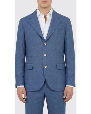 Brunello Cucinelli Single-Breasted Linen Blazer - Blue