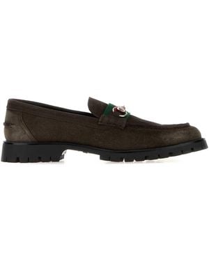 Gucci Chocolate Suede Loafers - Black