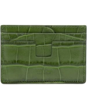 Tom Ford T Line Card Holder With Crocodile Effect - Green