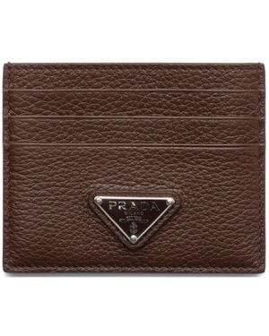 Prada Grained Leather Card Holder - Brown