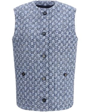 Gucci Gg Tweed Vest - Blue