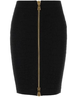 Balmain Stretch Viscose Blend Skirt - Black