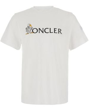 Moncler T-Shirt With Logo On The Front And Logo Patch On The Sleeve - White