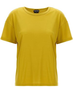 Tom Ford Relaxed Silk T-Shirt With Crew Neck - Yellow