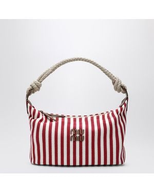 Miu Miu Ruby/Cognac Striped Canvas Bag - Red