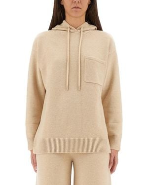 Max Mara Stretch-Cotton Hooded Sweatshirt - Natural