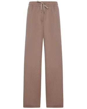 Brunello Cucinelli Wide Leg Pants With Drawstring - Brown