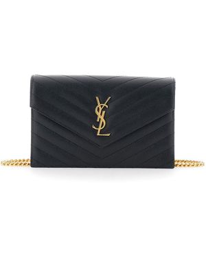 Saint Laurent Envelope Clutch 'Cassandre' With Chain Strap - Blue