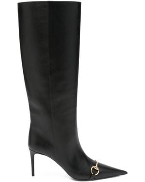 Gucci Leather Heel Boots - Black