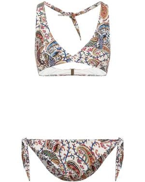 Etro Floral Paisley Triangle Bikini - Metallic