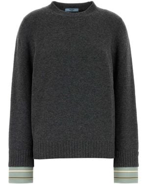Prada Dark Wool Blend Sweater - Black