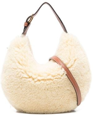 Celine Lulu Teen Shearling Shoulder Bag - Natural