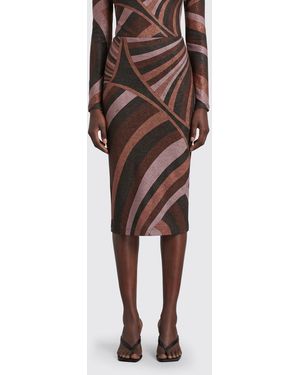 PUCCI Iride Abstract Print Lurex Jersey Midi Pencil Skirt - Red