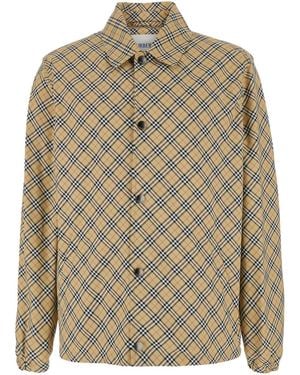 Burberry 'Slindon' Jacket With Classic Collar And All-Over Check Motif - Brown