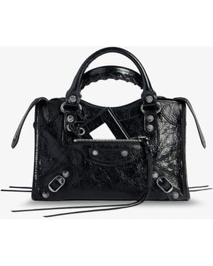 Balenciaga Le City Mini Arena Leather Handbag - Black